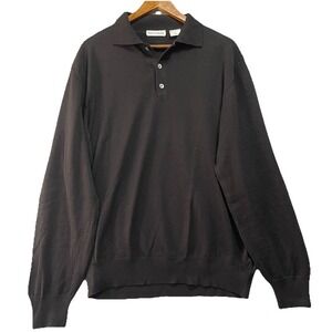 Vintage Methode Merino Wool Sweater Mens XL Black  Lightweight Preppy Italy‎